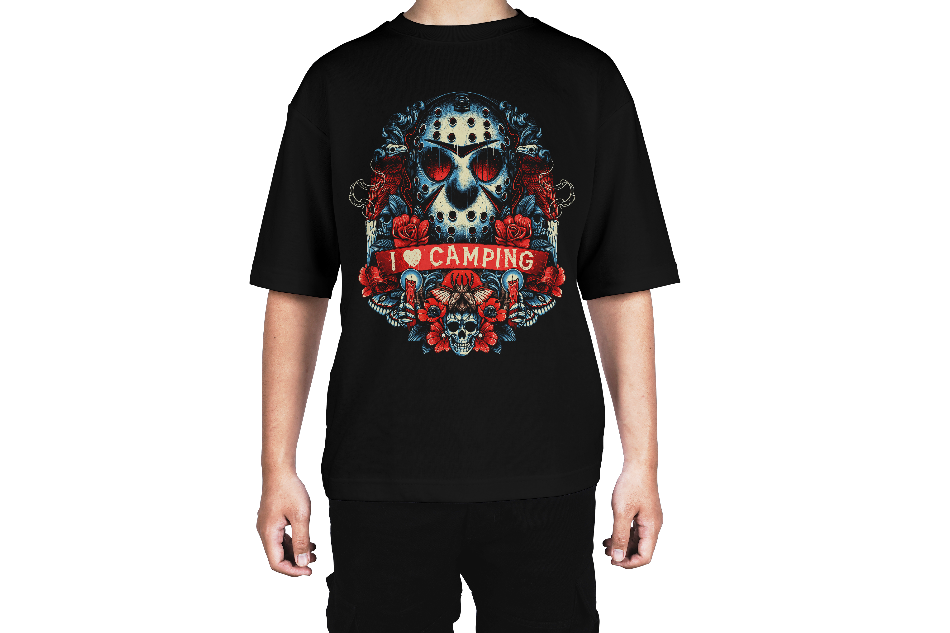 I Love Camping Horror Mask Tee