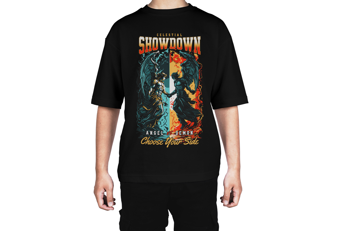 Celestial Showdown Angel vs Demon Tee