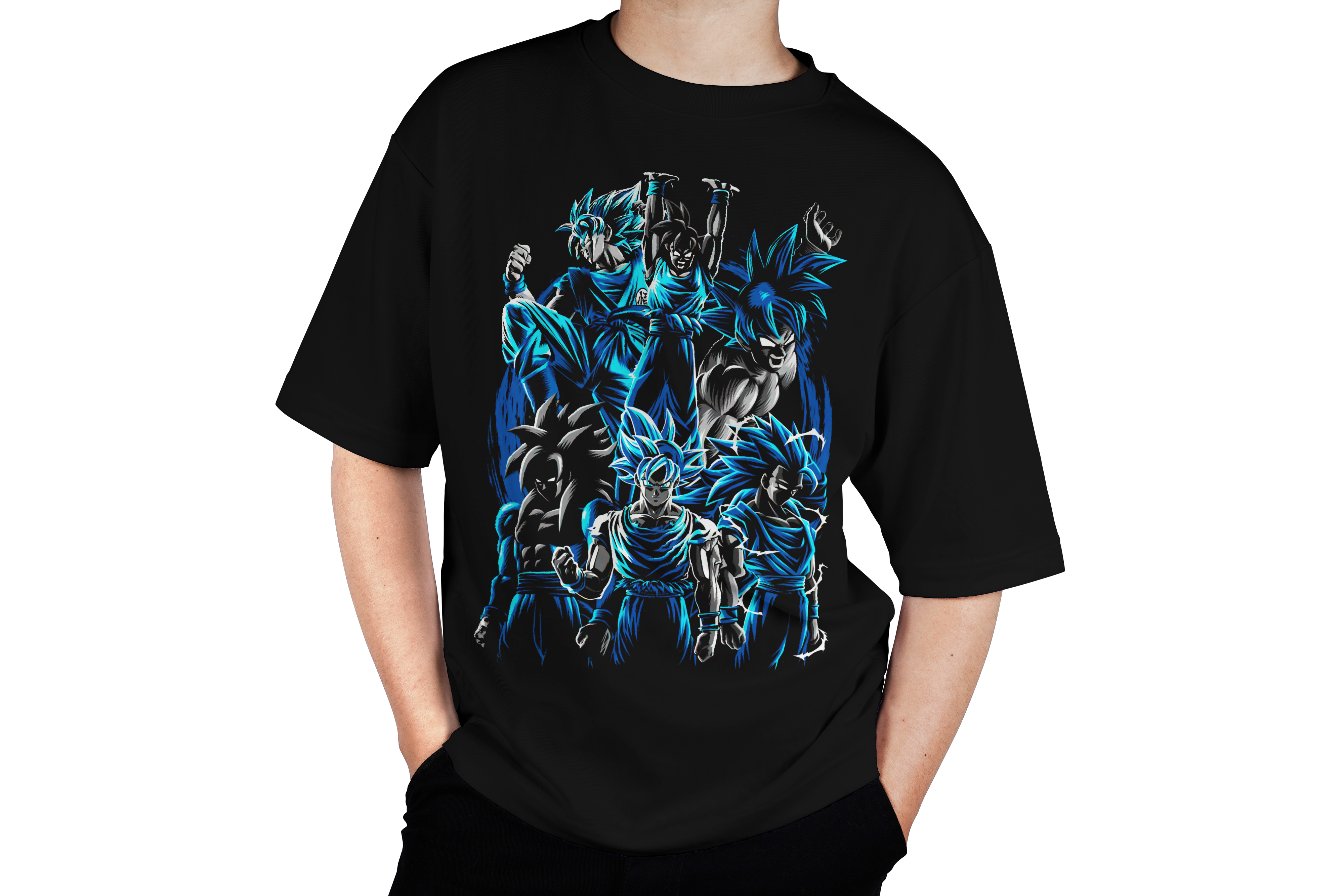 Goku Evolution Black & Blue Tee