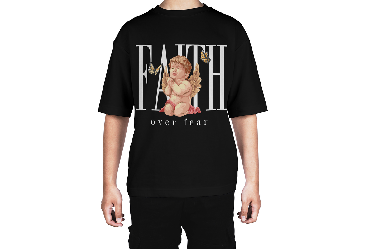 Praying Angel Faith Over Fear Tee