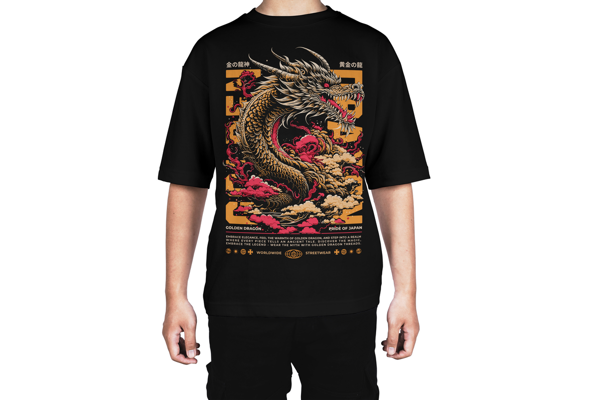 Golden Dragon Japanese Streetwear Tee