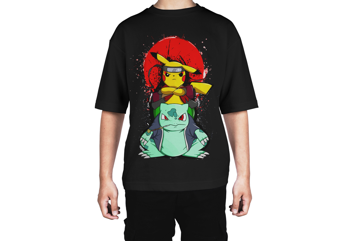 Pikachu Naruto & Bulbasaur Tee